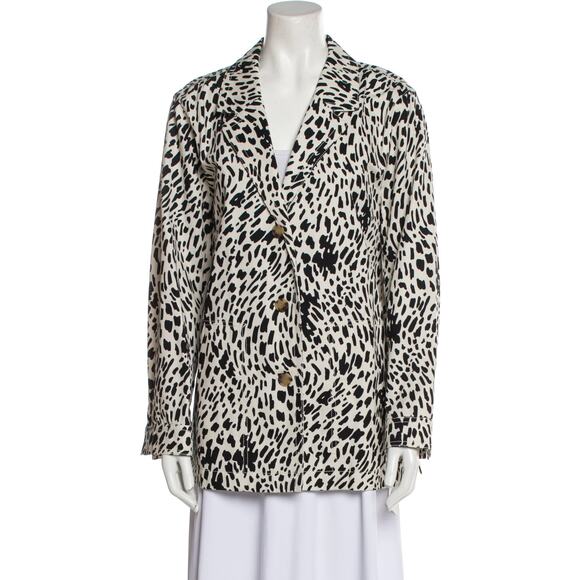 Lafayette 148 Coleman Cheetah Print Twill Blazer Jacket Black White Sz XL Cotton - Picture 5 of 15
